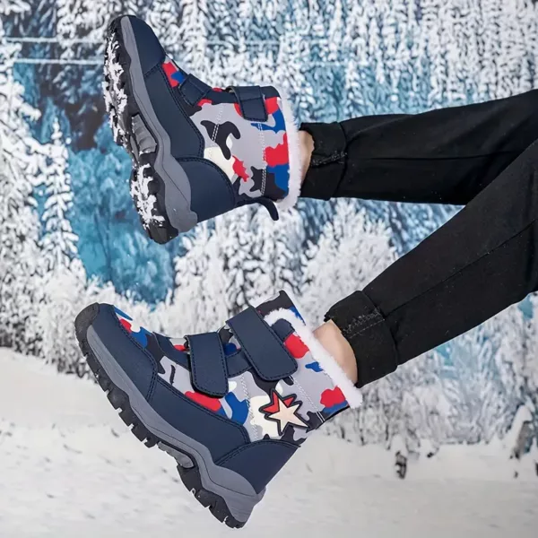 Bottes de neige enfant imperméables doublées fourrure – hiver mixte antidérapantes