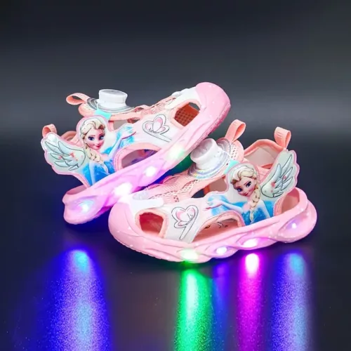 Sandales fille lumineuses style princesse – design ange scintillant à boucle