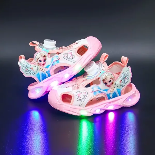 Sandales fille lumineuses style princesse – design ange scintillant à boucle