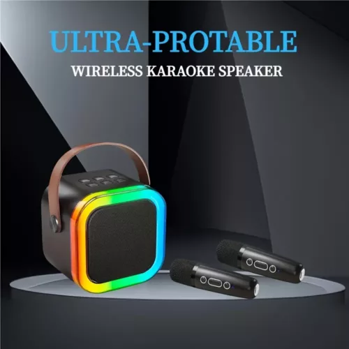 Karaoké portable avec 2 micros filaires – mini système audio tout-en-un
