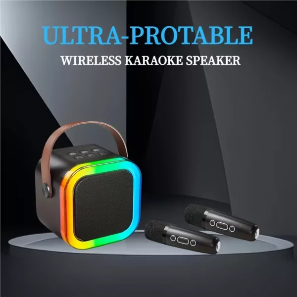 Karaoké portable avec 2 micros filaires – mini système audio tout-en-un