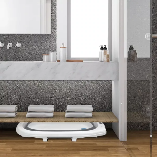 Baignoire pliable bébé ergonomique avec tapis amovible – compacte et antidérapante