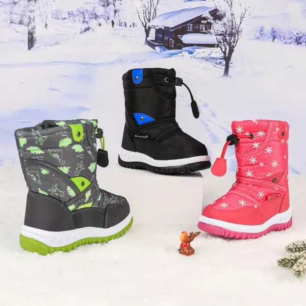 Bottes de neige enfant imperméables doublées chaud – scratchs et semelle TPR antidérapante