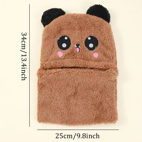 Bonnet fille avec capuche à oreilles et doublure peluche – écharpe intégrée chaude