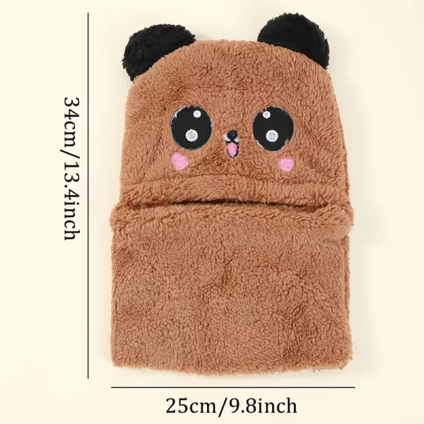 Bonnet fille avec capuche à oreilles et doublure peluche – écharpe intégrée chaude