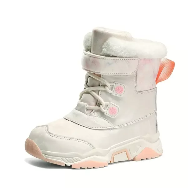Bottes de neige enfant fourrées antidérapantes à rayures – hiver chaud et confort
