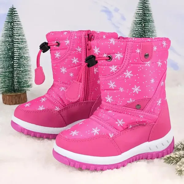 Bottes de neige enfant imperméables doublées fourrure – hiver mixte chaud antidérapant