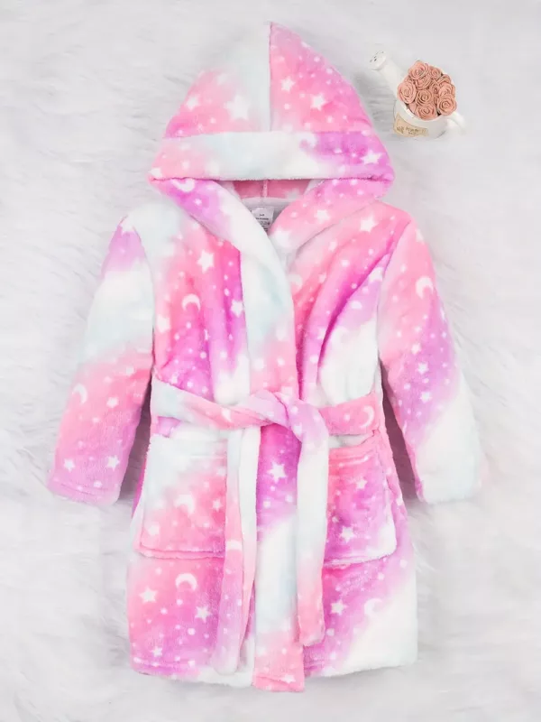 Peignoir enfant à capuche en flanelle douce – motif mignon et chaud