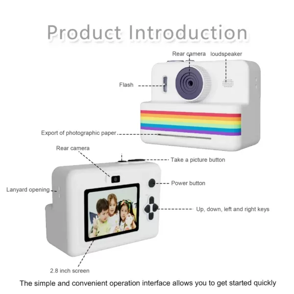 Appareil photo instantané pour enfants – imprimante intégrée et écran LCD