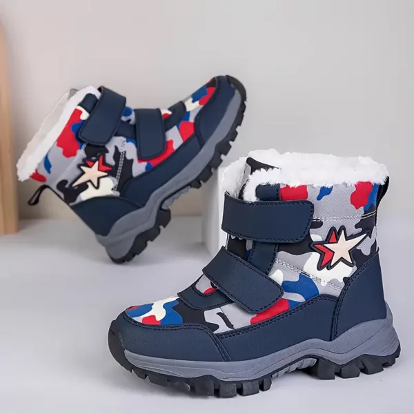 Bottes de neige enfant imperméables doublées fourrure – hiver mixte antidérapantes
