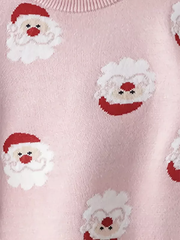 Pull de Noël tricoté enfant – motif Père Noël doux et chaud pour hiver