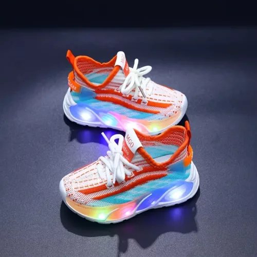 Baskets enfant en maille respirante avec semelles LED – confort et style