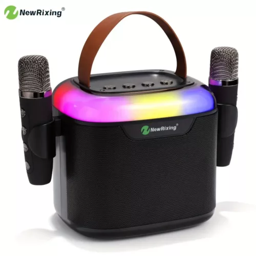 Machine karaoké sans fil avec 2 micros – rechargeable, portable et puissante