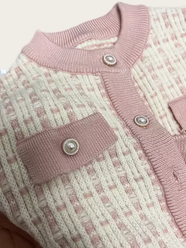 Ensemble naissance fille 3 pièces en tricot – veste, cardigan et pantalon doux
