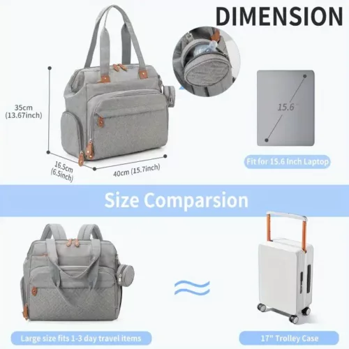 Sac à dos maman isotherme multifonction en tissu Oxford – compartiments pratiques