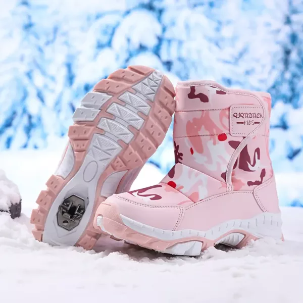 Bottes de neige enfant camouflage imperméables – chaleur et confort hivernal