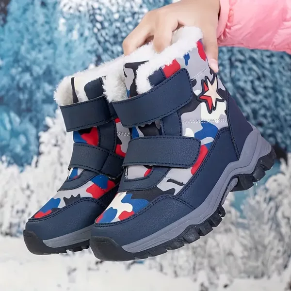 Bottes de neige enfant camouflage imperméables – doublure chaude hiver