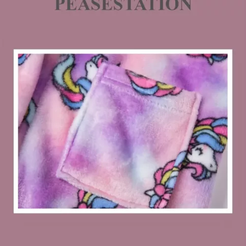 Peignoir enfant en flanelle douce à capuche – motif dessin animé fille