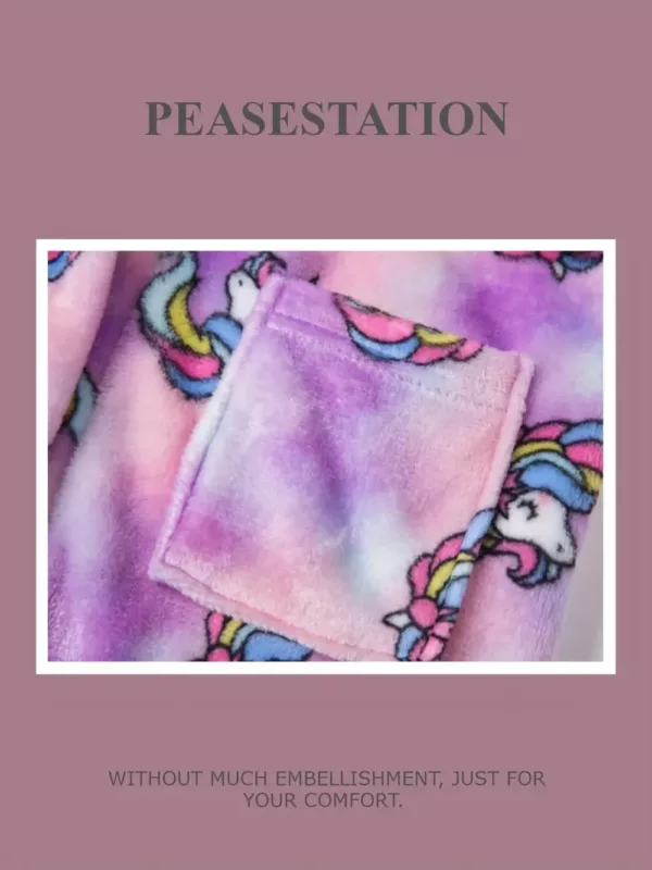 Peignoir enfant en flanelle douce à capuche – motif dessin animé fille