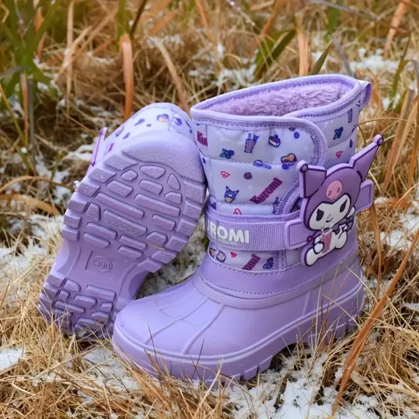 Bottes de pluie fille fourrées imperméables – hiver chaud et antidérapantes