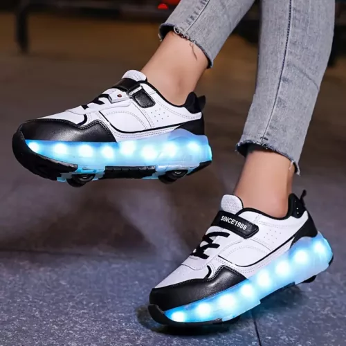 Patins à roulettes LED avec baskets respirantes – style skate pour ados