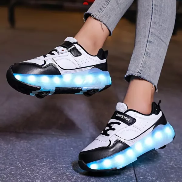 Patins à roulettes LED avec baskets respirantes – style skate pour ados