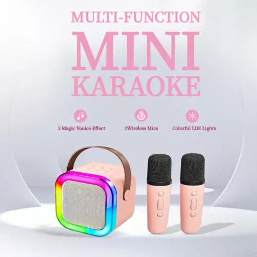 Karaoké portable avec 2 micros filaires – mini système audio tout-en-un