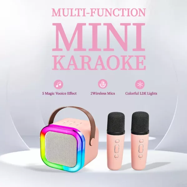 Karaoké portable avec 2 micros filaires – mini système audio tout-en-un