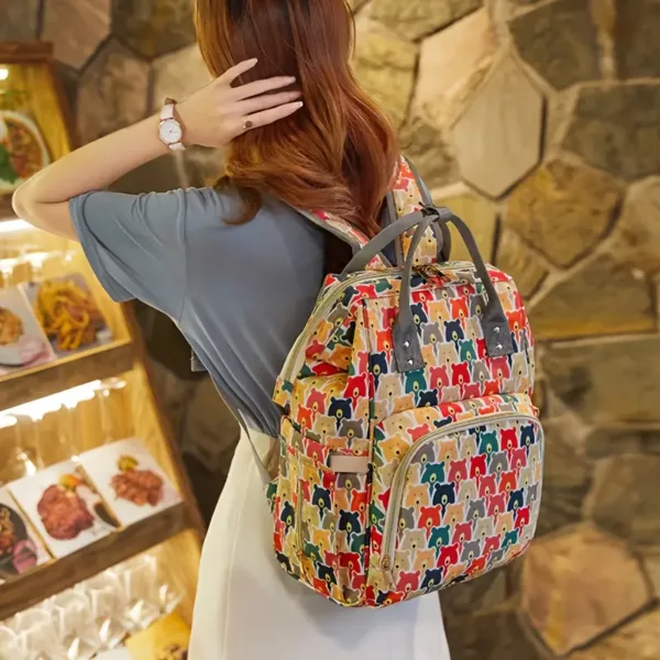 Sac à dos isotherme multifonction avec poches repas et imprimé lion girafe