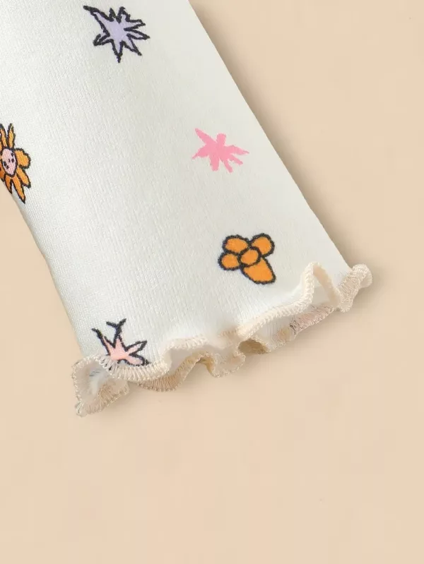 Ensemble bébé fille 2 pièces – haut floral manches longues et salopette en jean