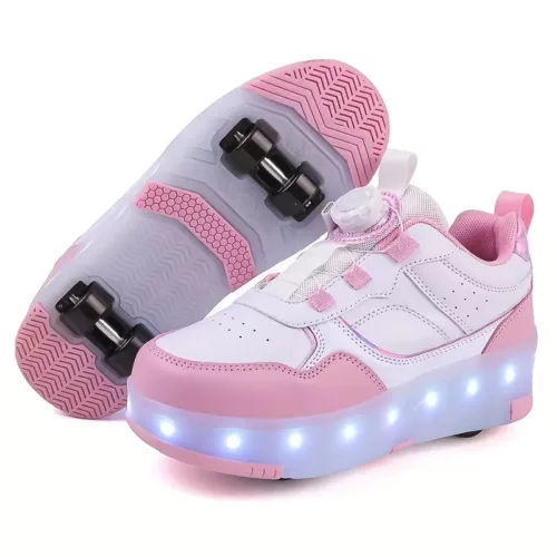 Chaussures à roulettes LED rechargeables pour filles – style 1980s lumineux