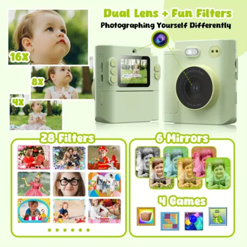 Appareil photo instantané enfant 1080p avec écran tactile – prise facile et ludique