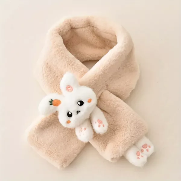 Écharpe tour de cou enfant en peluche douce – motif lapin mignon dessin animé