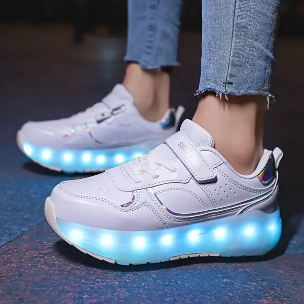 Baskets LED enfants avec roues détachables – recharge USB et mesh respirant