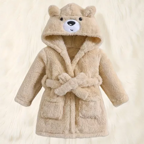 Peignoir enfant en flanelle douce – motif animal brodé, chaud et confortable