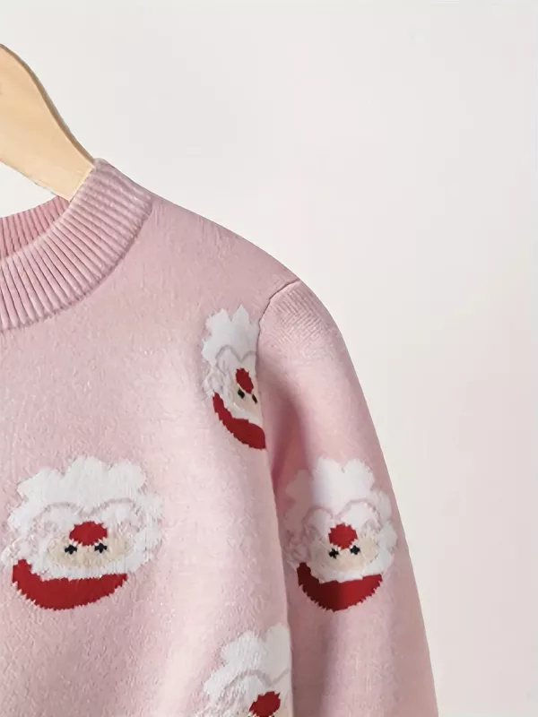 Pull de Noël tricoté enfant – motif Père Noël doux et chaud pour hiver