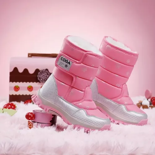 Bottes de neige enfant fourrées imperméables – look décontracté chaud garçon fille