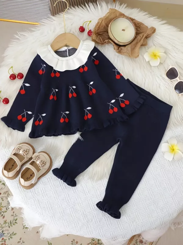 Tenue de naissance bébé fille – Ensemble legging à motif fruité d'hiver