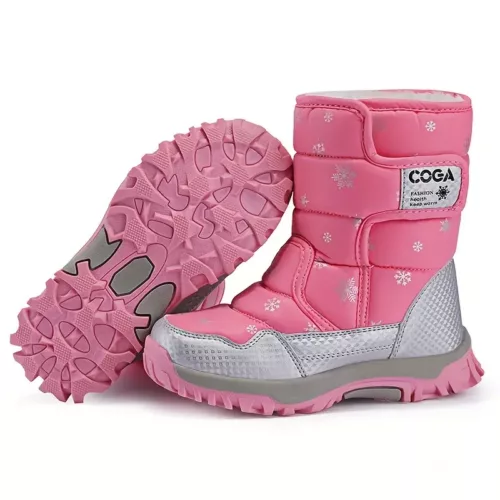 Bottes de neige enfant imperméables avec doublure chaude et motif flocon