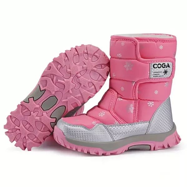 Bottes de neige enfant imperméables avec doublure chaude et motif flocon