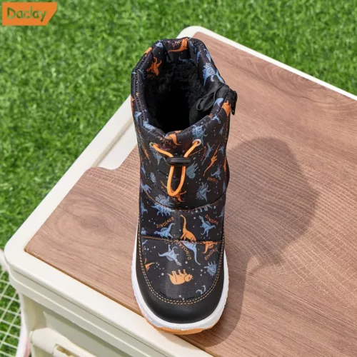Bottes de neige enfant avec motif dinosaure et étoiles – doublure chaude et montantes