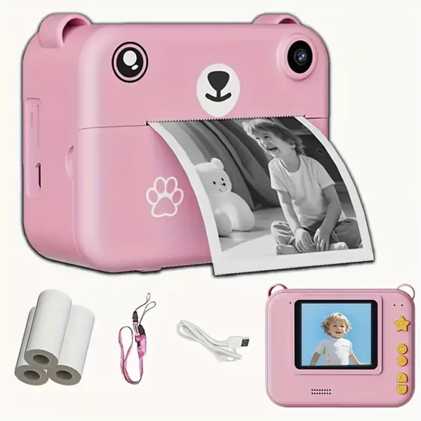 Appareil photo instantané enfant avec impression thermique – USB, 3 papiers inclus