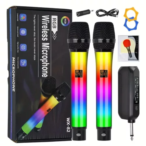 Microphone sans fil rétro à LED – changement de couleur et haut-parleur intégré