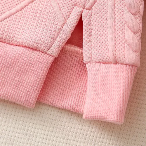 Ensemble naissance bébé fille 2 pièces – haut fleuri à pompons et pantalon doux