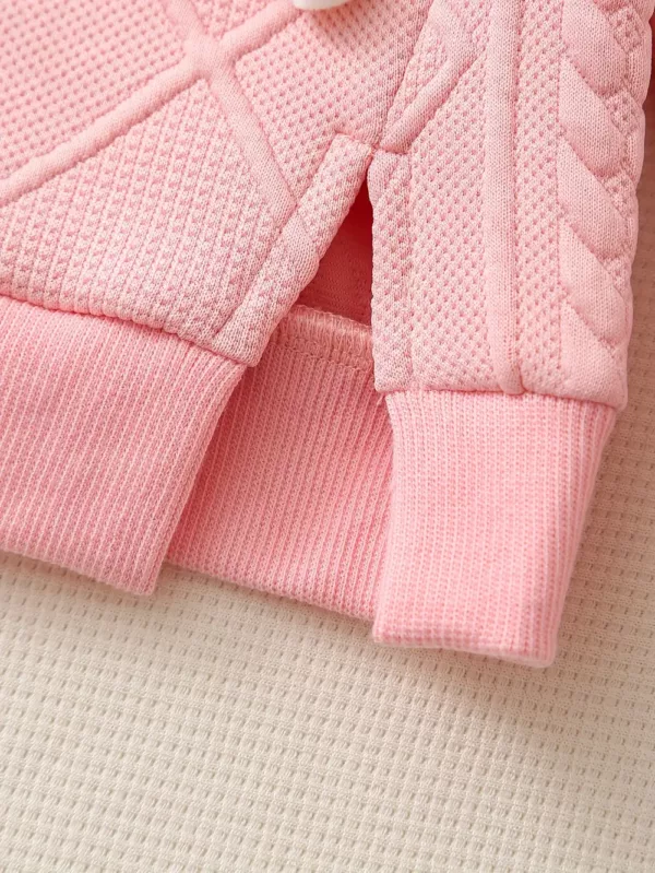 Ensemble naissance bébé fille 2 pièces – haut fleuri à pompons et pantalon doux